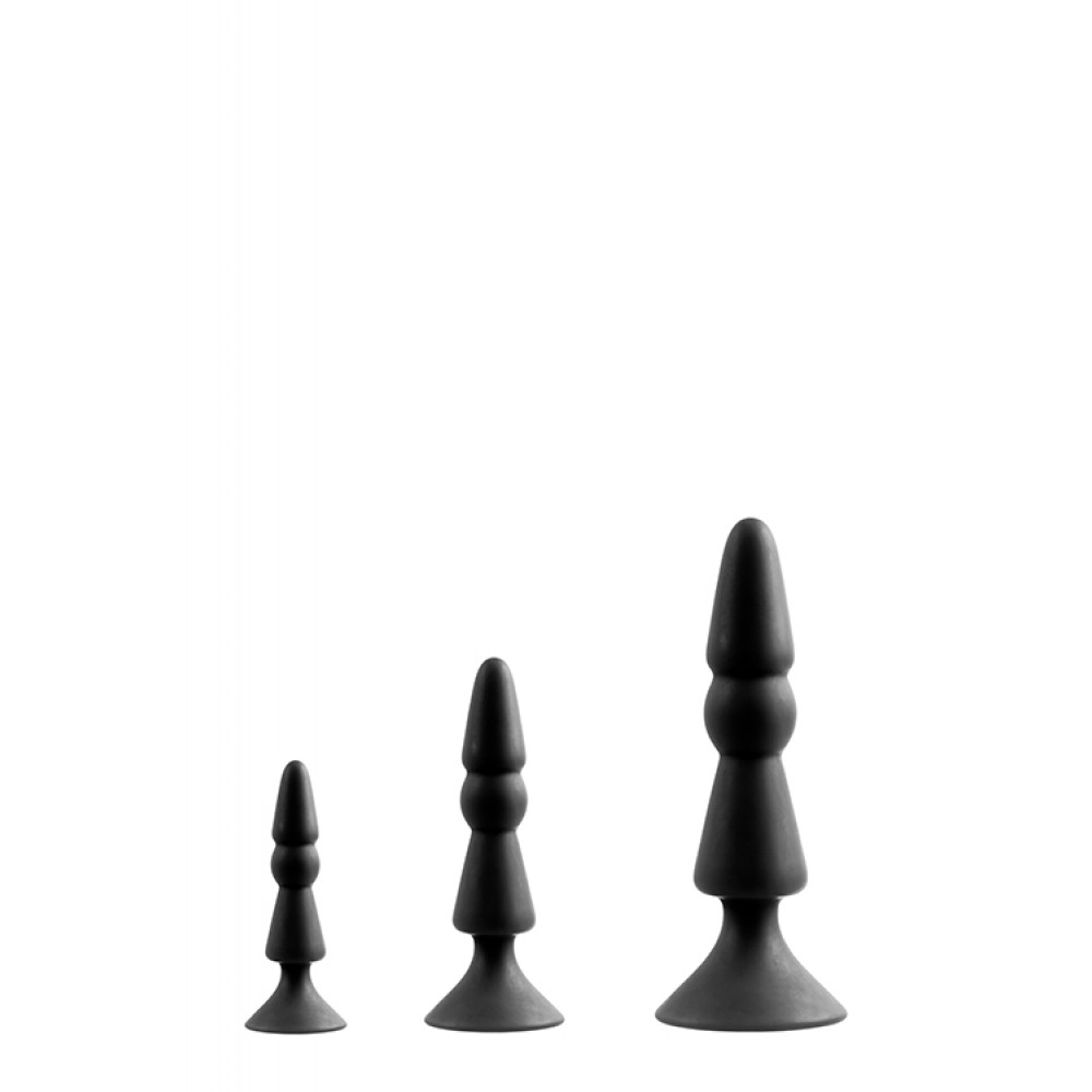 Секс игрушки - Набор анальных плагов MENZSTUFF 3-PIECE ANAL CONE SET BLACK