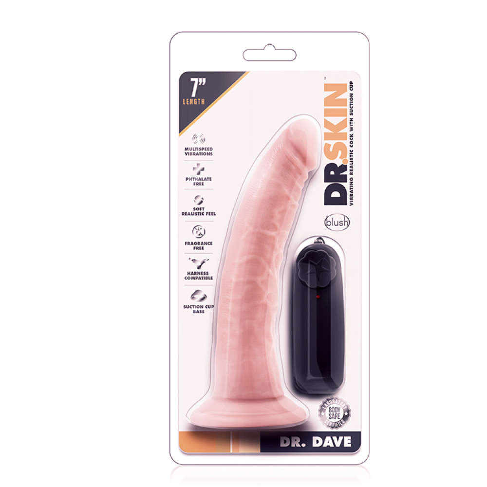 Секс игрушки - Вибратор Dr. Skin 7 Inch Realistic Vibrating Dildo with Suction Cup Vanilla 3