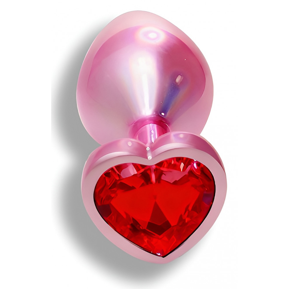 Анальные игрушки без вибрации - Анальная пробка с кристаллом EGZO - Pink Perl Heart Plug Red, size S 5