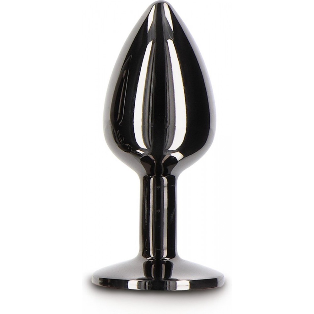  - Анальна пробка із кристалом, S, Taboom, метал, чорна 1