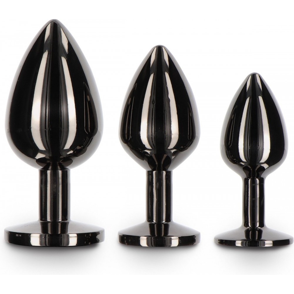  - Анальна пробка із кристалом, S, Taboom, метал, чорна 4