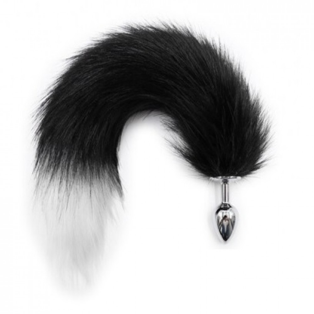 Секс игрушки - Анальная пробка S лисий хвост DS Fetish Anal plug S faux fur fox tail Black/white polyeste