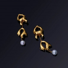 Фігурні затискачі на соски із перлинами UPKO Moist Eyes Pearl золотисті