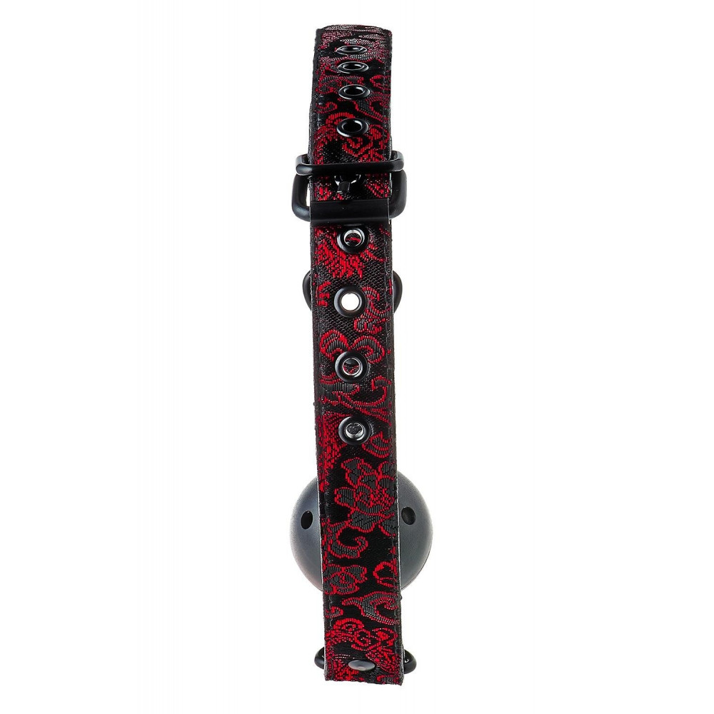 - Кляп черный Dream Toys Blaze Deluxe с красным узором в виде вышивки 4
