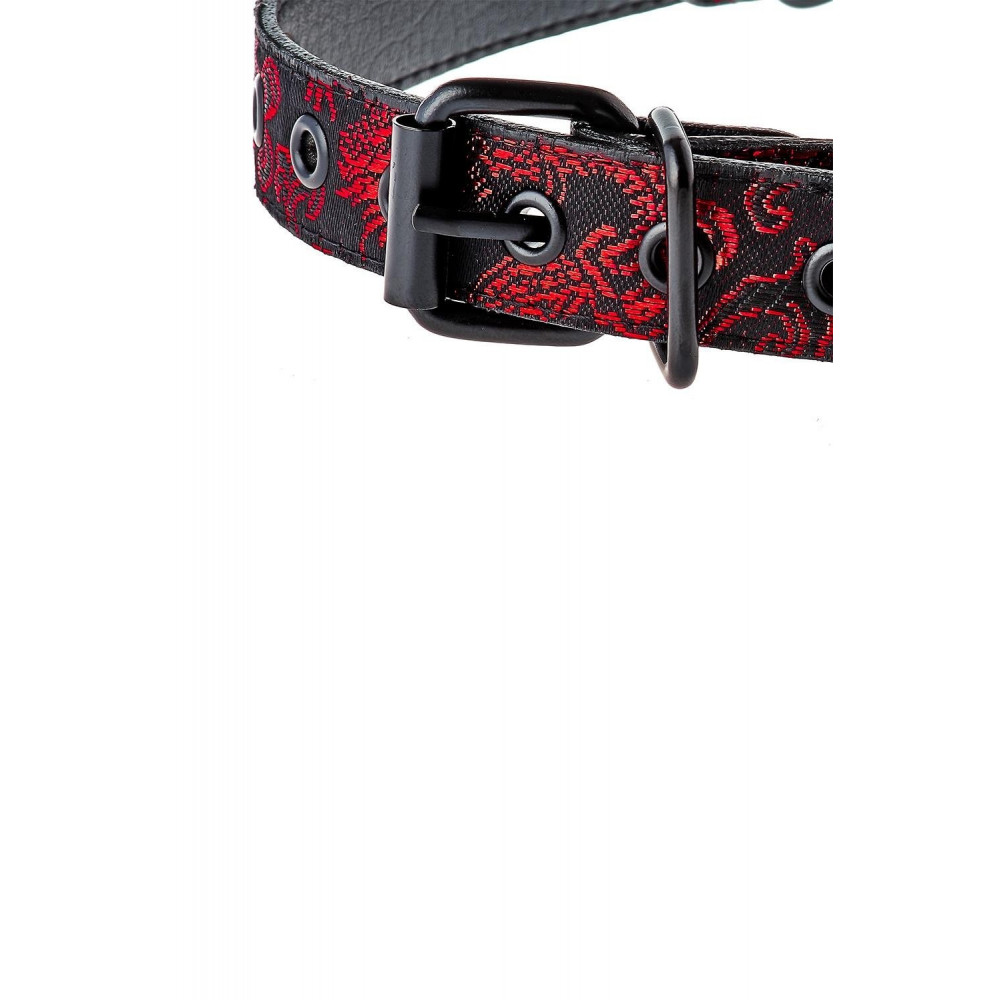  - Кляп черный Dream Toys Blaze Deluxe с красным узором в виде вышивки 8