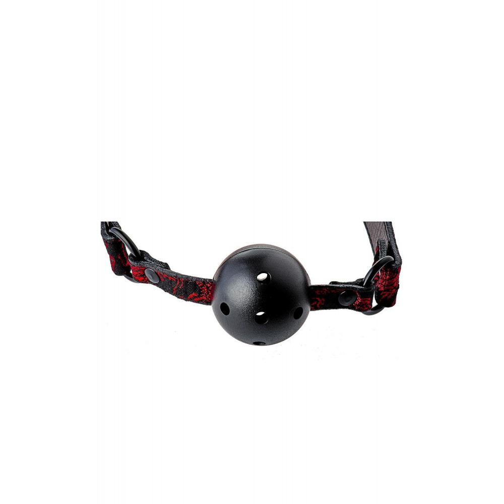  - Кляп черный Dream Toys Blaze Deluxe с красным узором в виде вышивки 7