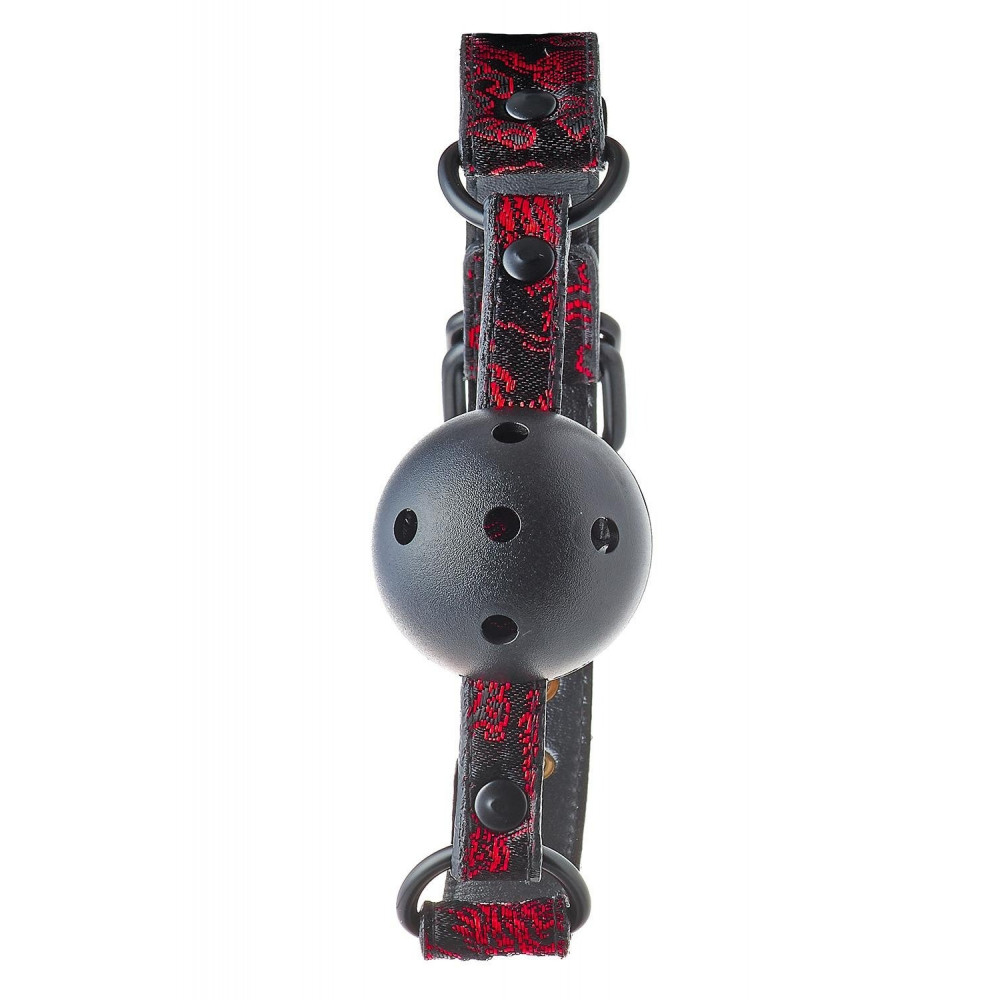  - Кляп черный Dream Toys Blaze Deluxe с красным узором в виде вышивки 3