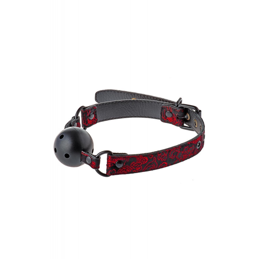  - Кляп черный Dream Toys Blaze Deluxe с красным узором в виде вышивки 5
