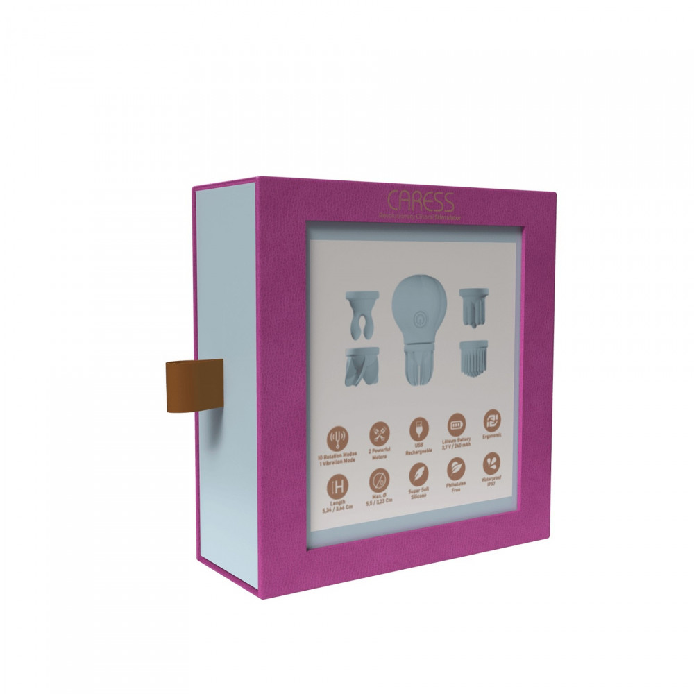 Разное - Клиторальный стимулятор с насадками Adrien Lastic Caress и ротацией, голубой 9