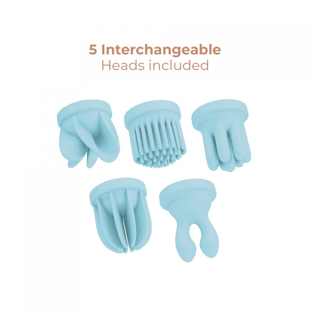 Разное - Клиторальный стимулятор с насадками Adrien Lastic Caress и ротацией, голубой 3