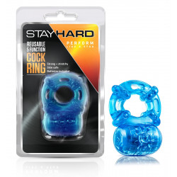 Кольцо эрекционное с вибрацией Stay Hard, синее, 3.8 см