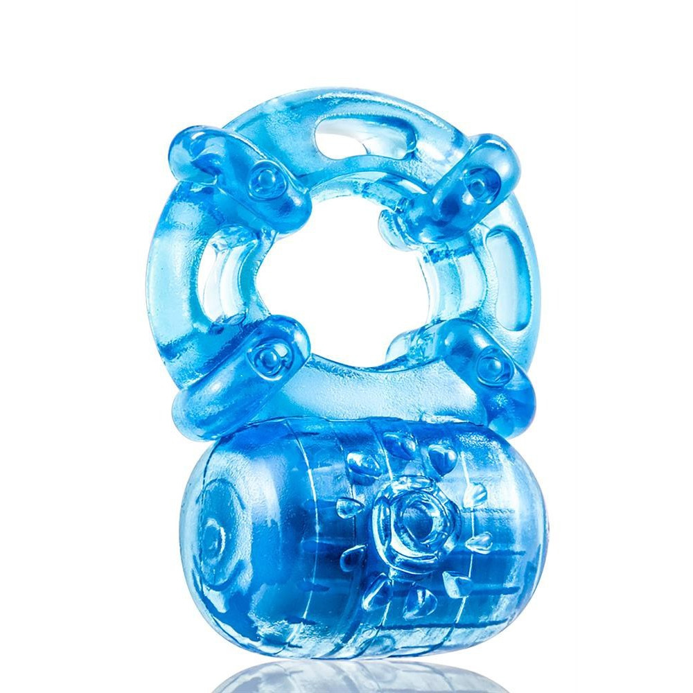 Секс игрушки - Кольцо эрекционное с вибрацией Stay Hard, синее, 3.8 см
