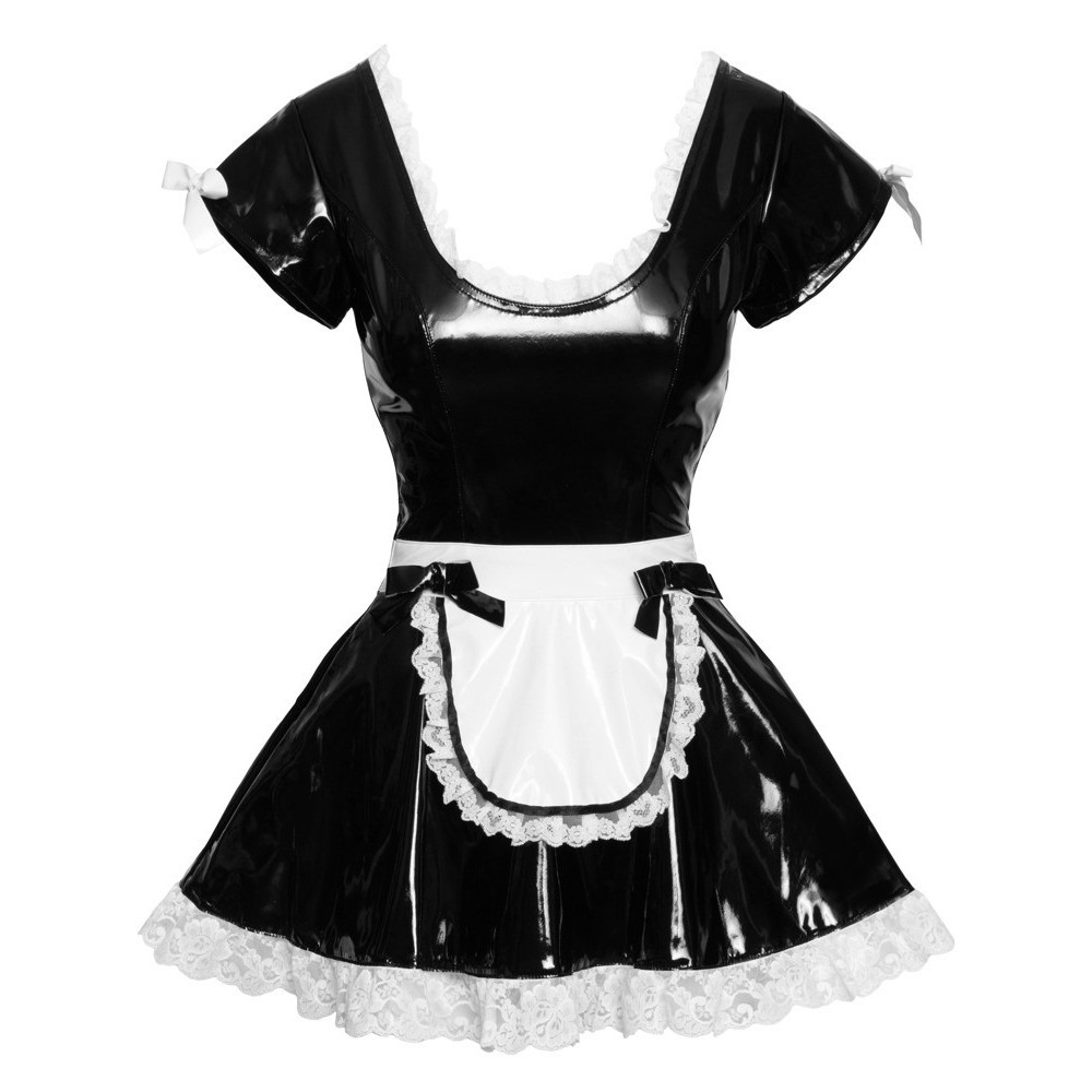 Різне - Костюм сексі покоївки Black Level Vinyl Maid's Dress, S, чорне 3