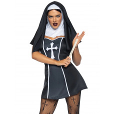 Костюм монашки Leg Avenue, XS, Naughty Nun 2 предмета, черный