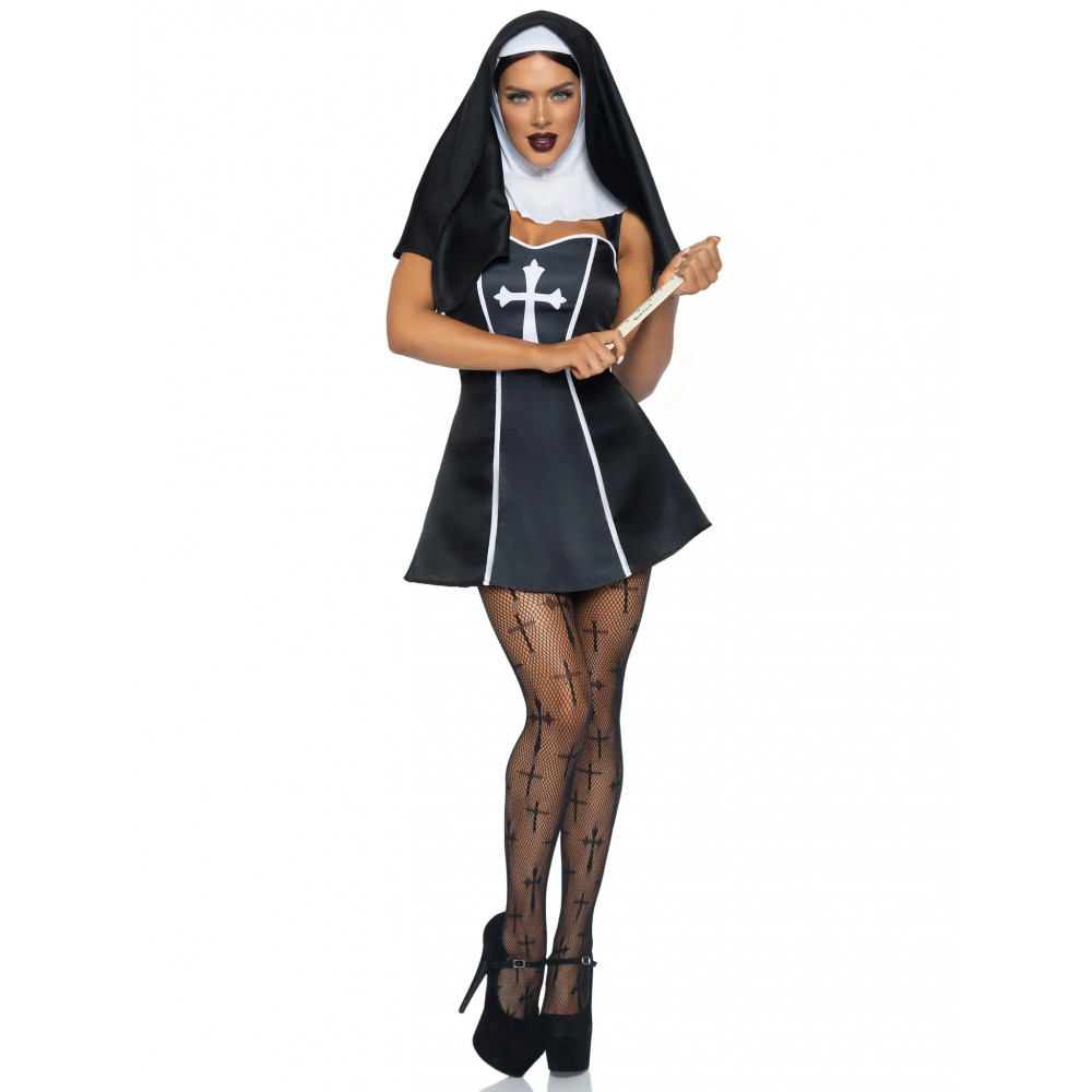 Эротические костюмы - Костюм монашки Leg Avenue, XS, Naughty Nun 2 предмета, черный 3