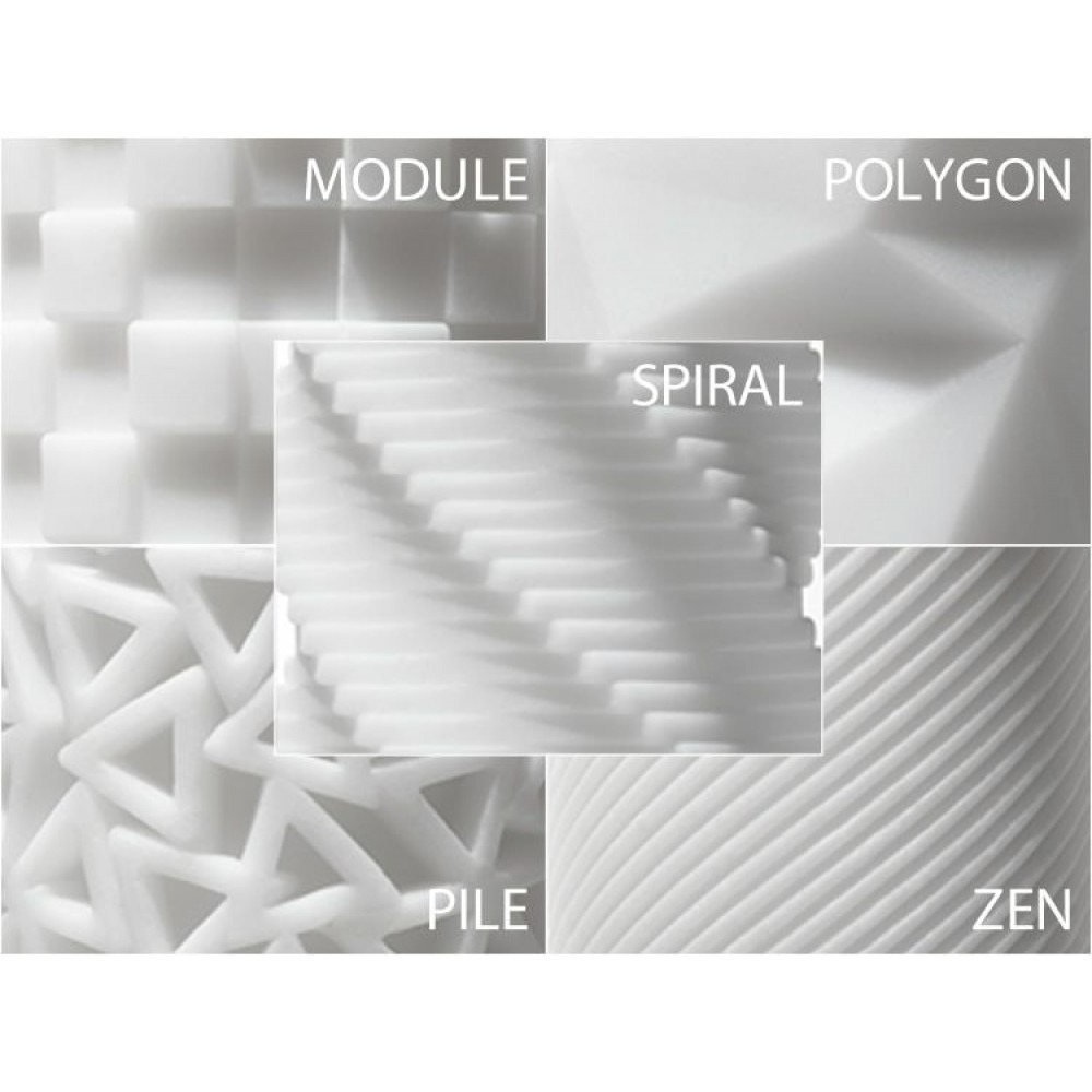 Секс игрушки - Мастурбатор хай-тек рельефный Polygon 3D Tenga, белый, 15 х 7 см 2