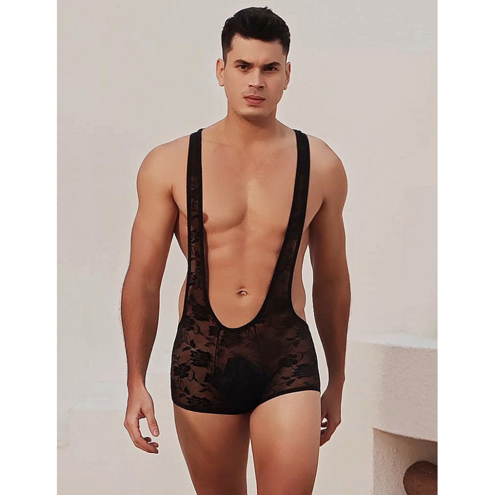 Різне - Чоловічий мереживний комбідрес із підтяжками Star Night чорний, S