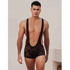 Чоловічий мереживний комбідрес із підтяжками Star Night чорний, S