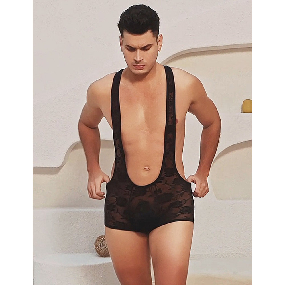 Різне - Чоловічий мереживний комбідрес із підтяжками Star Night чорний, S 2