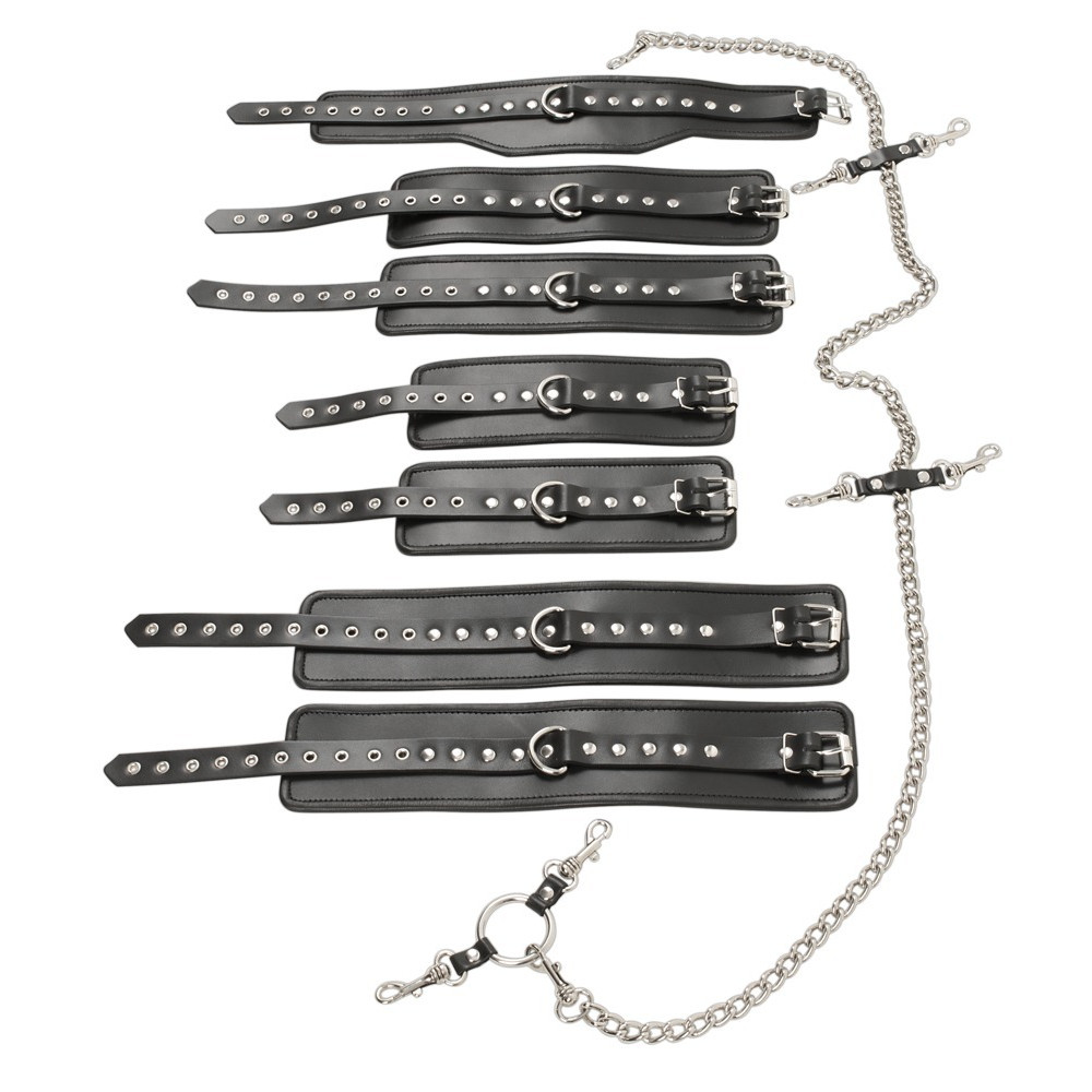 БДСМ игрушки - Набор фиксаторов для БДСМ игр ZADO Leather Bondage set Complete, black, S / L 7