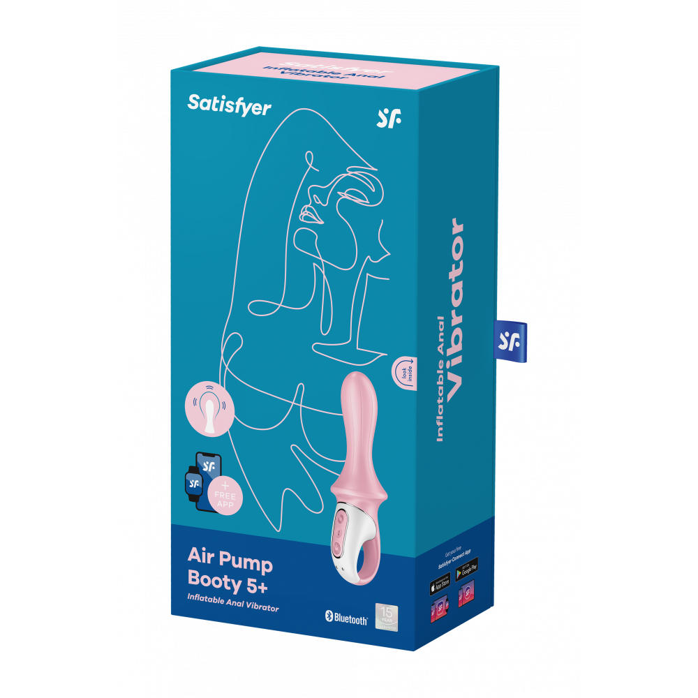 Разное - Надувной анальный смарт вибратор Satisfyer Air Pump Booty 5 Connect App розовый 8