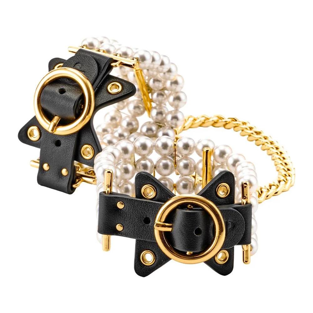 Наручники и ограничения - Наручники Guilty Pleasure Allure с жемчугом, черно-золотые 2