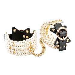 Наручники Guilty Pleasure Allure с жемчугом, черно-золотые