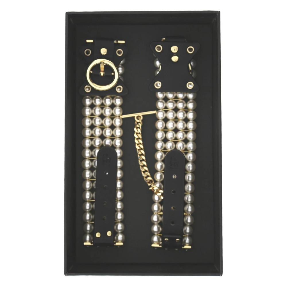 Наручники и ограничения - Наручники Guilty Pleasure Allure с жемчугом, черно-золотые 8