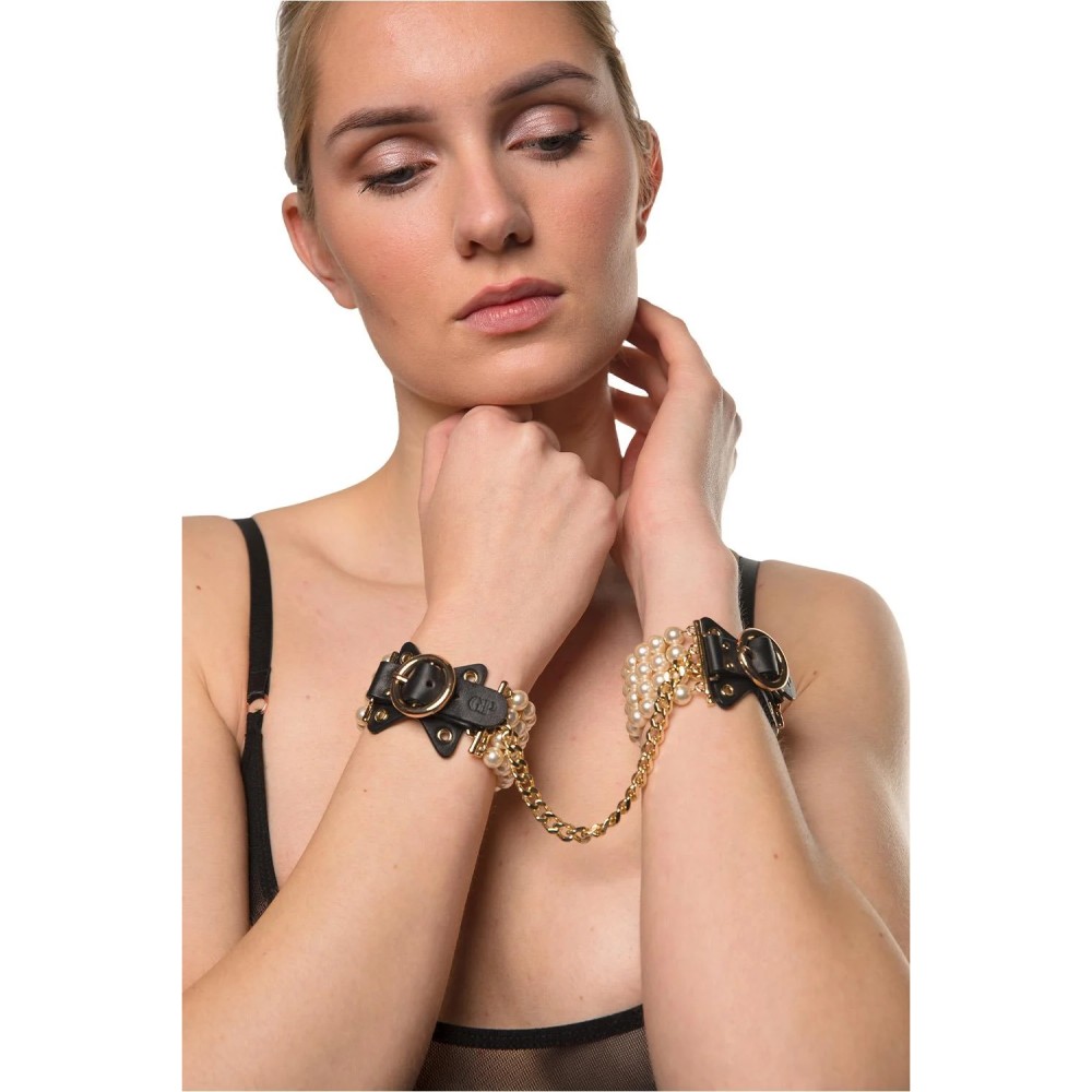 Наручники и ограничения - Наручники Guilty Pleasure Allure с жемчугом, черно-золотые 7