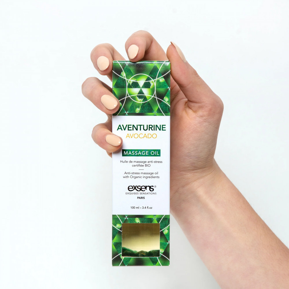 Для масажу - Масажна олія EXSENS Aventurine Avocado (антистрес з авантюрином) 100мл, натуральна 2