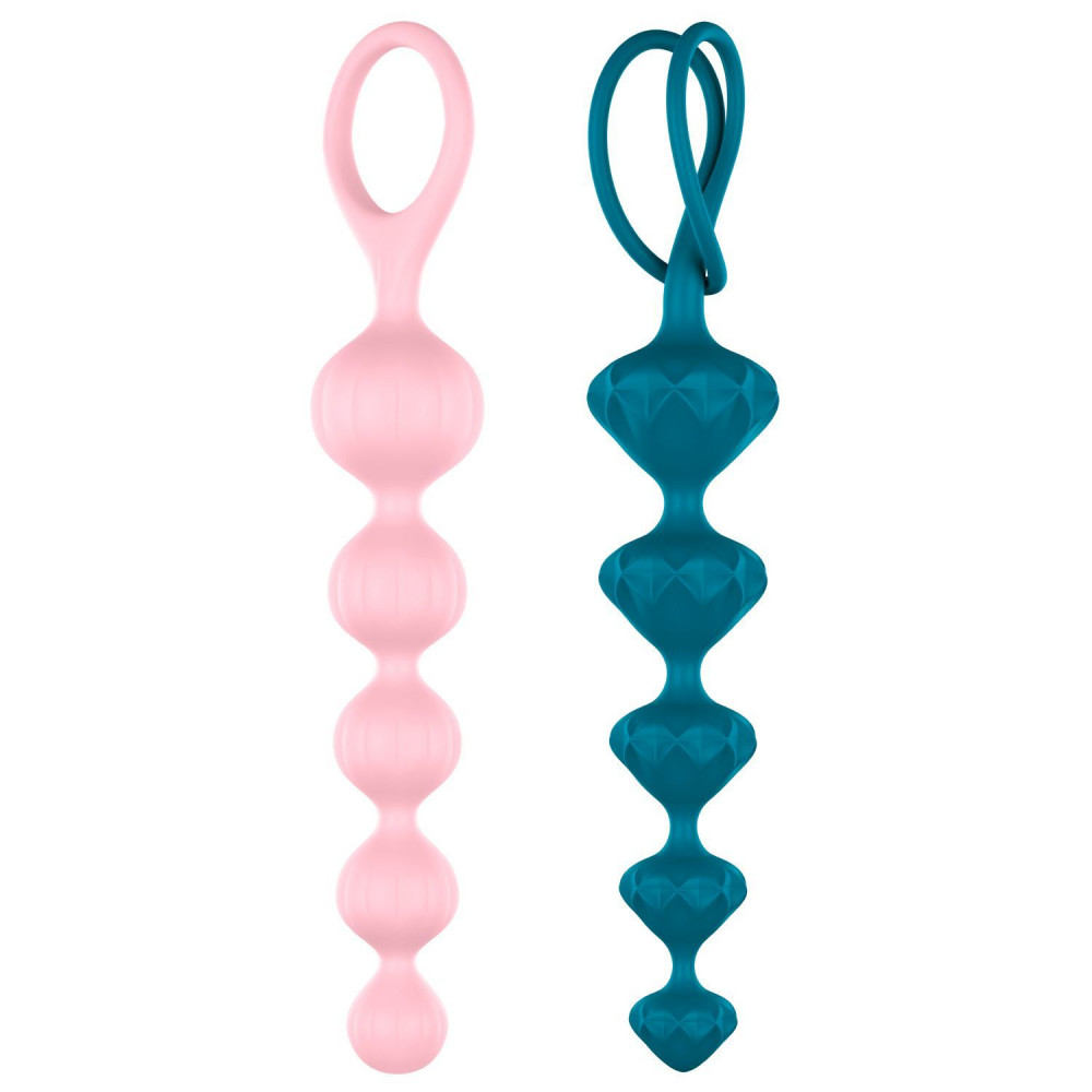 Анальные бусы и цепочки - Набор анальных бус Satisfyer Beads Colored, силикон , макс. диаметр 3,3см и 3,5см