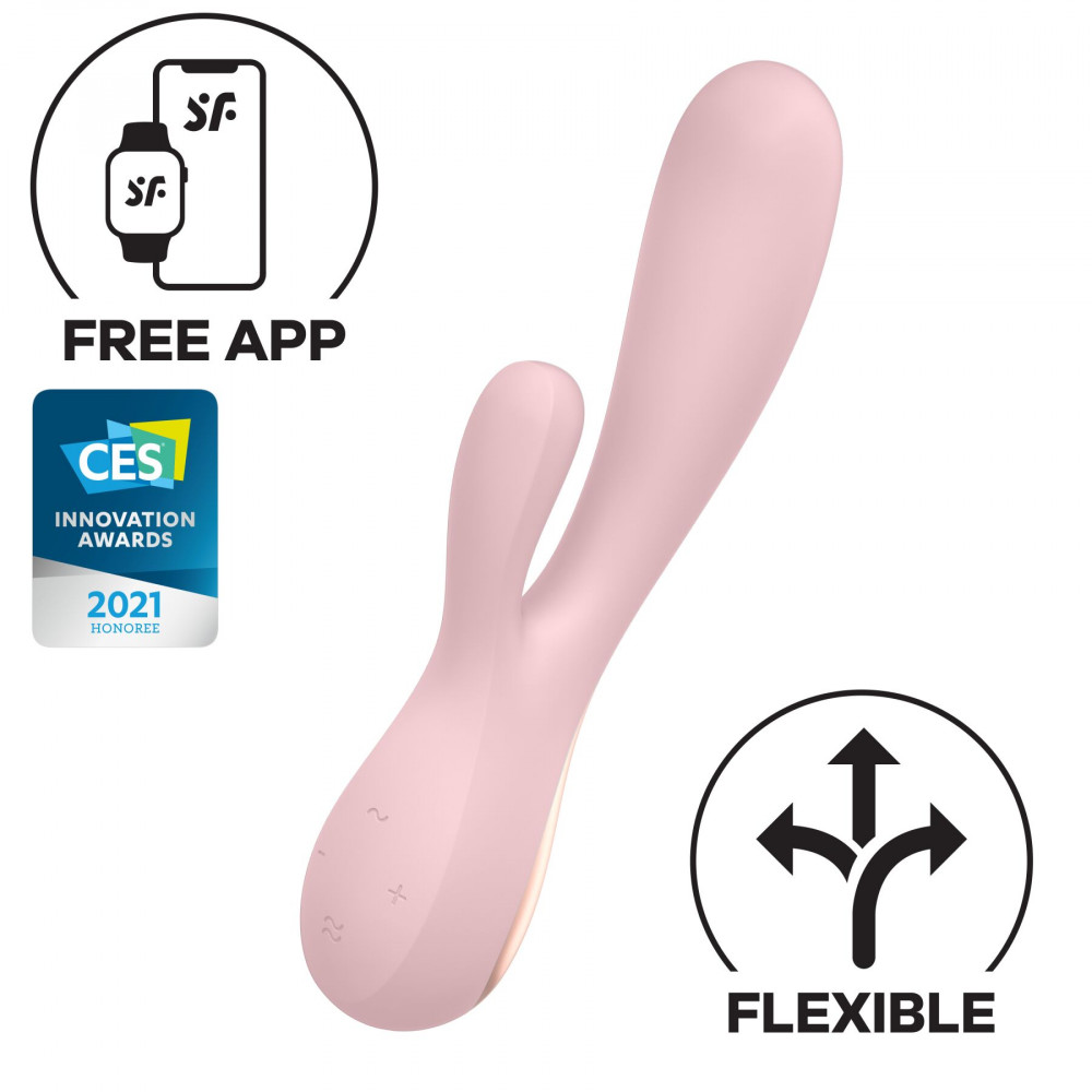 Вибратор-кролик - Смарт вибратор-кролик Satisfyer Mono Flex Mauve, 2 мотора, управление через интернет