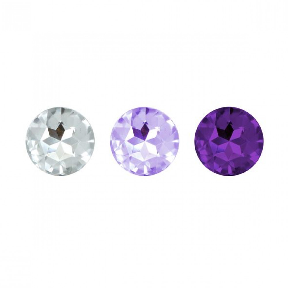 Наборы анальных пробок - Набор анальных пробок с кристаллом Rianne S: Booty Plug Set Purple, диаметр 2,7см, 3,5см, 4,1см 1