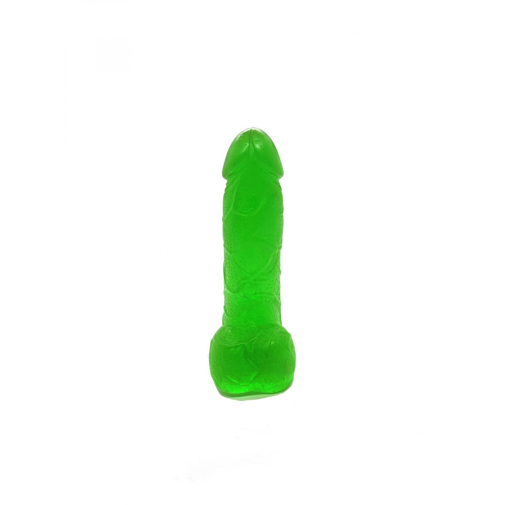 Секс приколы, Секс-игры, Подарки, Интимные украшения - Крафтовое мыло-член с присоской Чистый Кайф Green size S натуральное 4
