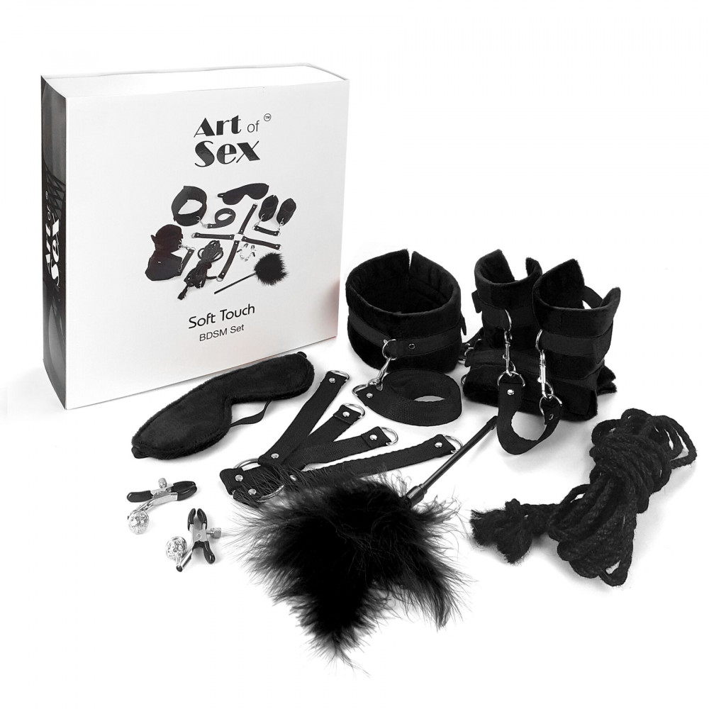 Наборы для БДСМ - Набор БДСМ Art of Sex - Soft Touch BDSM Set, 9 предметов, Черный