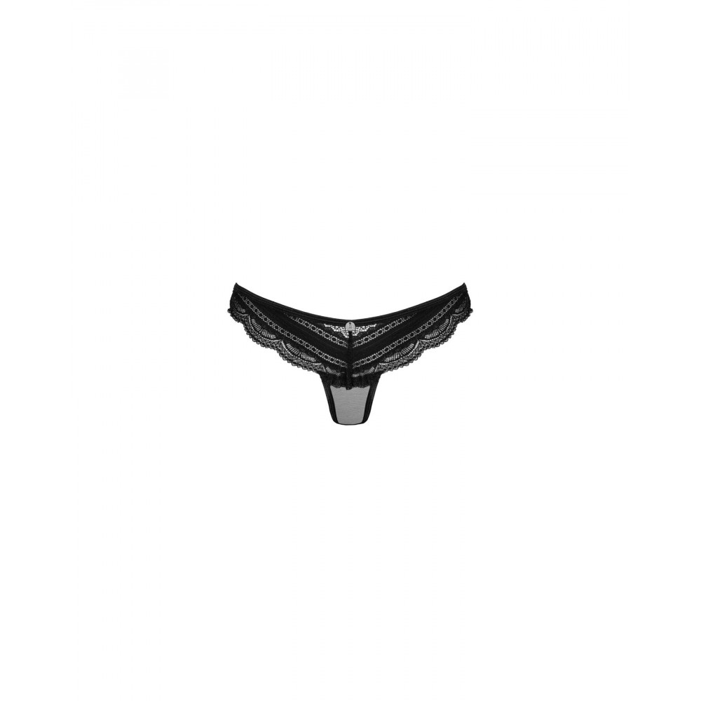 Сексуальные трусики - Полупрозрачные трусики с подвеской Obsessive Ivannes panties black L/XL, черные 2