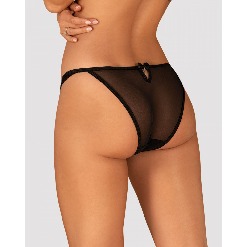 Сексуальные трусики - Полупрозрачные трусики с подвеской Obsessive Ivannes panties black L/XL, черные 5
