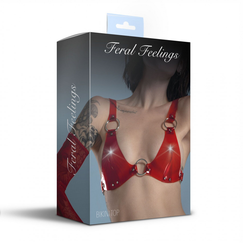 Женское эротическое белье - Лиф классический Feral Feelings - Bikini Top Red Trasparent 1