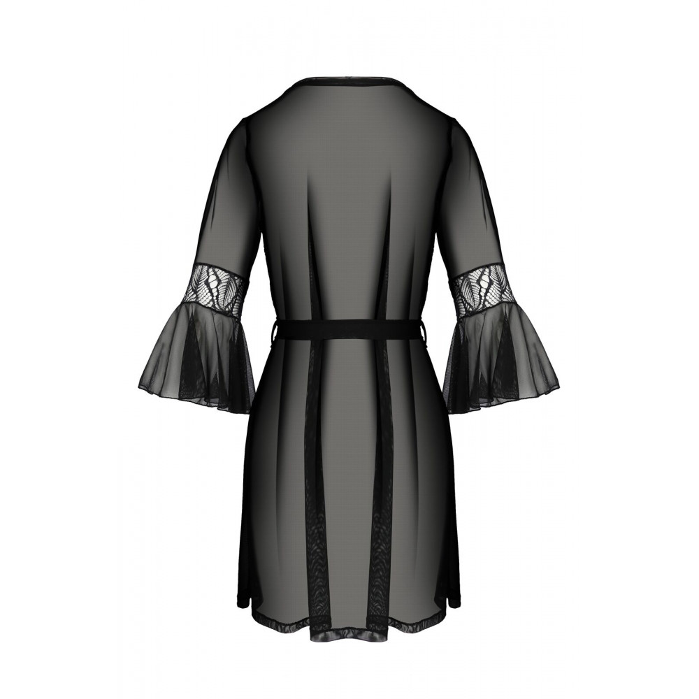 Эротические пеньюары и сорочки - Пеньюар Passion LEAFA PEIGNOIR black XXL/XXXL - ECO Passion 3