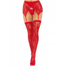 Чулки Leg Avenue Leg Avenue Lace thigh highs & garterbelt Red One Size