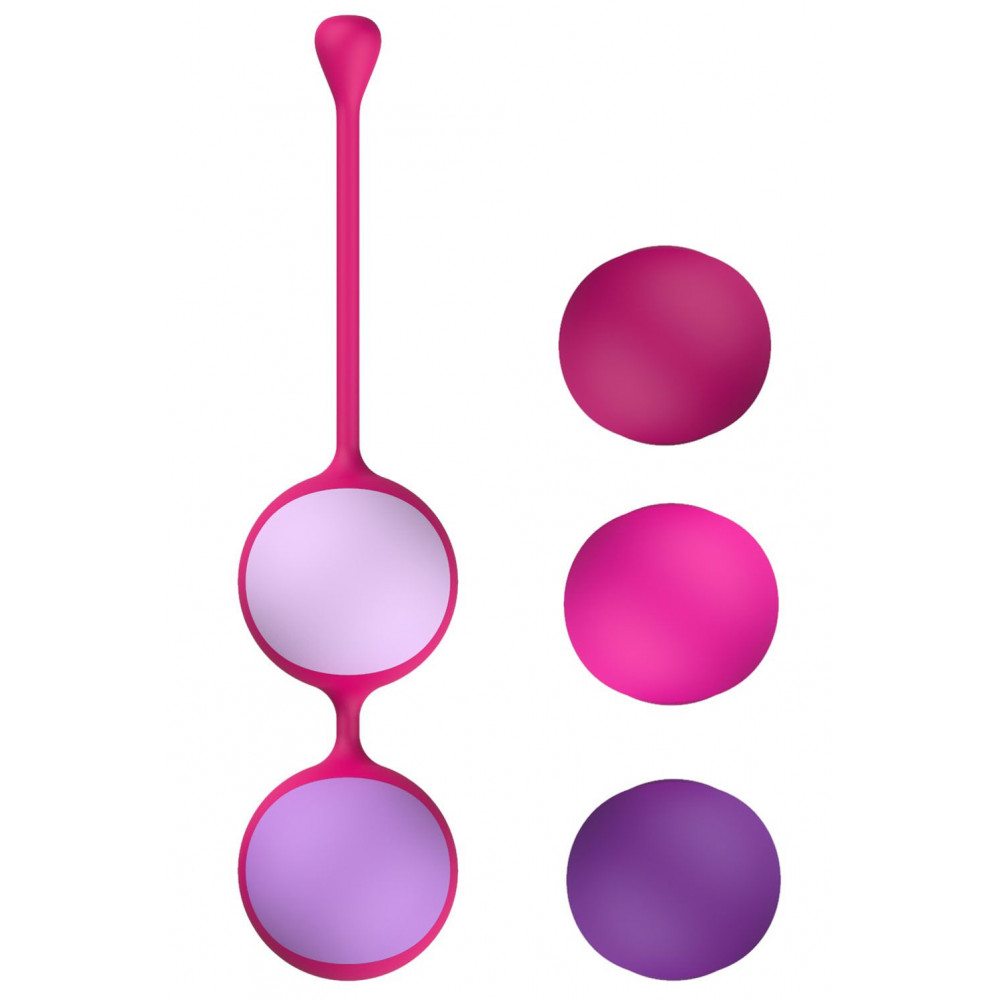 Вагинальные шарики и тренажеры - Вагинальные шарики Liebe Kewos — Cerise/Candy Violet, 5 шариков в комплекте, 15, 25, 35, 45 и 55 г 2