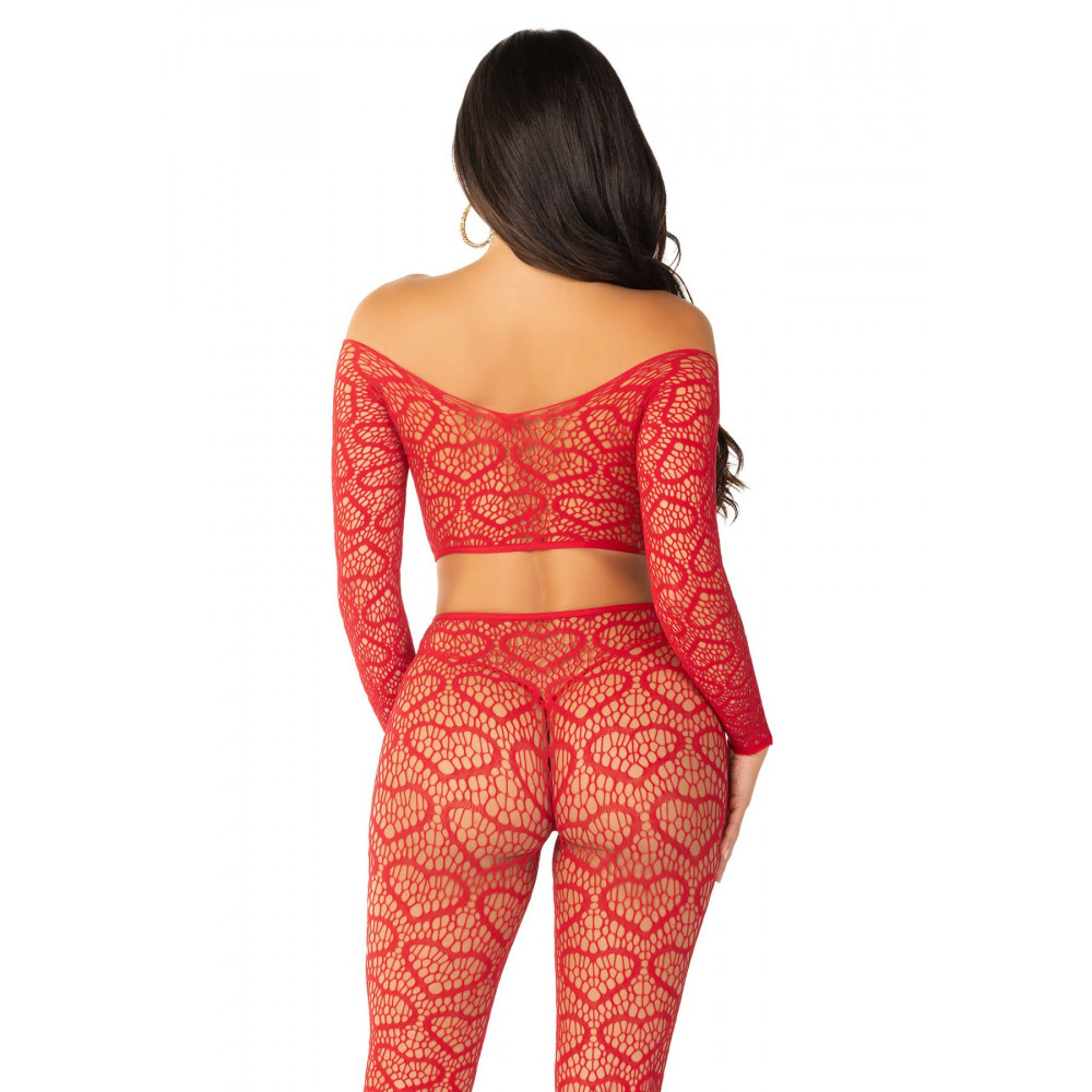 Комплекты - Комплект Leg Avenue Off The Shoulder Top and Footless Tights One Size, Red 2