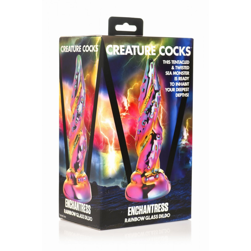 Фалоімітатор - Фентезійний скляний фалоімітатор Creature Cocks Enchanting Rainbow Glass Dildo, 16 см 3