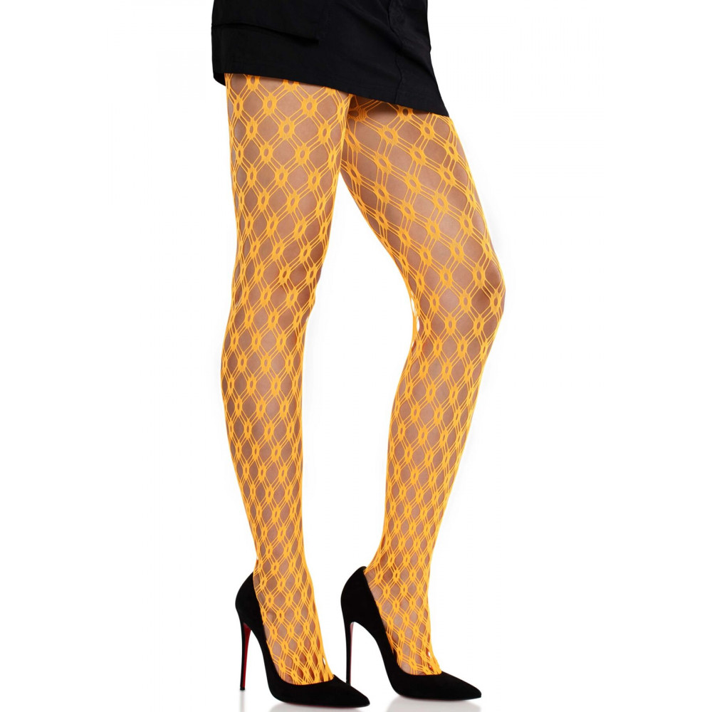 Чулки - Колготки Leg Avenue Eyelet Net Tights Neon Orange One Size 3