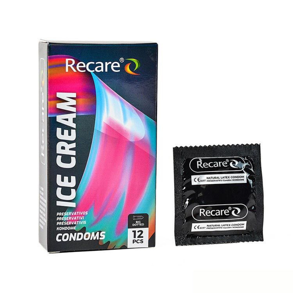 Презервативы - Презервативы Holographic Recare Ice Cream Big Dotted Condoms 12 шт, с пупырышками, аромат: мороженое