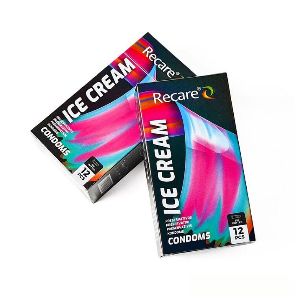 Презервативы - Презервативы Holographic Recare Ice Cream Big Dotted Condoms 12 шт, с пупырышками, аромат: мороженое 3