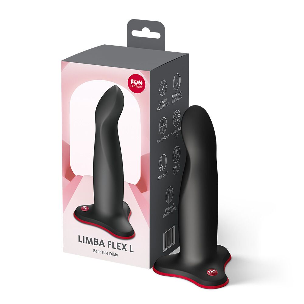 Фалоімітатор - Фалоімітатор Fun Factory LIMBA FLEX L Black, гнучкий, з ефектом пам’яті, підходить для точки G 3