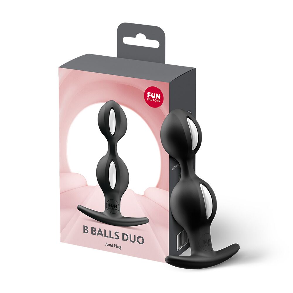 Анальні іграшки без вібрації - Анальні кульки Fun Factory B BALLS DUO Black, ефект вібрації, діаметр 3,2 та 3,6 см 2