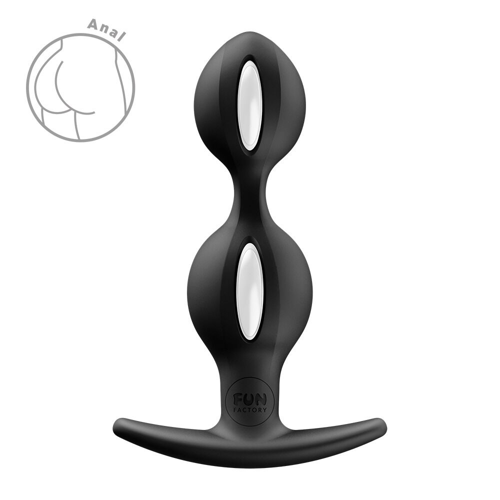 Анальні іграшки без вібрації - Анальні кульки Fun Factory B BALLS DUO Black, ефект вібрації, діаметр 3,2 та 3,6 см