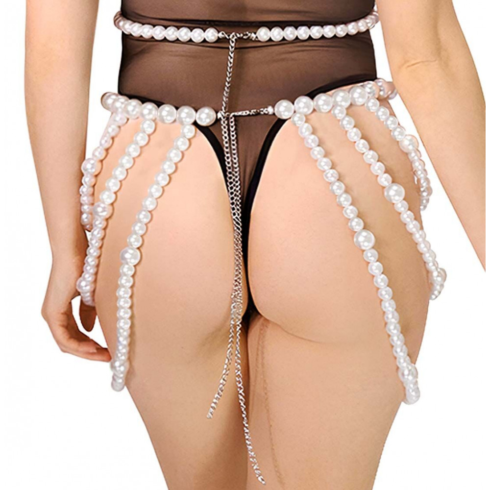  - Спідниця з перлин Art of Sex - Jasmine, колір білий, розмір XS-2XL 1